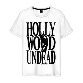 Мужская футболка хлопок с принтом HollyWoodUndead в Курске, 100% хлопок | прямой крой, круглый вырез горловины, длина до линии бедер, слегка спущенное плечо. | hollywood undead | hu | hu mask one color | undead | птица с гранатой | рок реп группа hollywood undead