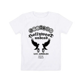 Детская футболка хлопок с принтом HU Gets you fucked up в Курске, 100% хлопок | круглый вырез горловины, полуприлегающий силуэт, длина до линии бедер | hollywood undead | группы | зарубежный рэп | музыка | музыкальные группы | рэп