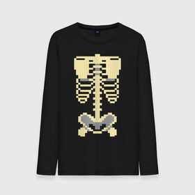 Мужской лонгслив хлопок с принтом Пиксельный скелет в Курске, 100% хлопок |  | скелет