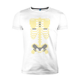 Мужская футболка премиум с принтом Пиксельный скелет в Курске, 92% хлопок, 8% лайкра | приталенный силуэт, круглый вырез ворота, длина до линии бедра, короткий рукав | Тематика изображения на принте: скелет