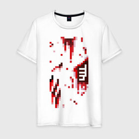 Мужская футболка хлопок с принтом Пиксельные раны в Курске, 100% хлопок | прямой крой, круглый вырез горловины, длина до линии бедер, слегка спущенное плечо. | 8 bit | 8 бит | кровотечение | кровь | пиксель | ранение | раны