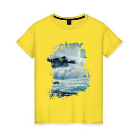 Женская футболка хлопок с принтом Seaside в Курске, 100% хлопок | прямой крой, круглый вырез горловины, длина до линии бедер, слегка спущенное плечо | летние | лето | море | на лето | океан | побережье