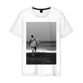 Мужская футболка хлопок с принтом Surfingboy в Курске, 100% хлопок | прямой крой, круглый вырез горловины, длина до линии бедер, слегка спущенное плечо. | летние | лето | море | на лето | океан | пляж | серфинг