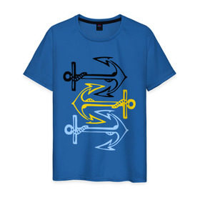Мужская футболка хлопок с принтом Anchors в Курске, 100% хлопок | прямой крой, круглый вырез горловины, длина до линии бедер, слегка спущенное плечо. | корабль | летние | лето | море | океан | отдых | отпуск | пляж | якорь