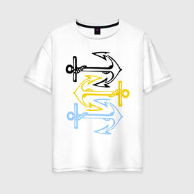 Женская футболка хлопок Oversize с принтом Anchors в Курске, 100% хлопок | свободный крой, круглый ворот, спущенный рукав, длина до линии бедер
 | корабль | летние | лето | море | океан | отдых | отпуск | пляж | якорь