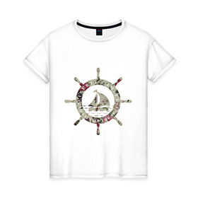 Женская футболка хлопок с принтом Flower Wheel в Курске, 100% хлопок | прямой крой, круглый вырез горловины, длина до линии бедер, слегка спущенное плечо | 