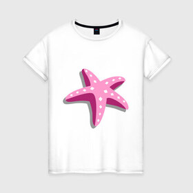 Женская футболка хлопок с принтом Одна морская звезда в Курске, 100% хлопок | прямой крой, круглый вырез горловины, длина до линии бедер, слегка спущенное плечо | летние | лето | море | отдых | отпуск | пляж
