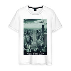 Мужская футболка хлопок с принтом NY City в Курске, 100% хлопок | прямой крой, круглый вырез горловины, длина до линии бедер, слегка спущенное плечо. | Тематика изображения на принте: new york | new york city | nyc | urban style | город | города | нью йорк | урбан