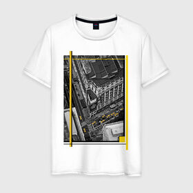 Мужская футболка хлопок с принтом Город жёлтых машин в Курске, 100% хлопок | прямой крой, круглый вырез горловины, длина до линии бедер, слегка спущенное плечо. | urban style | вид на город | город | города | такси | урбан