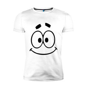 Мужская футболка премиум с принтом Смешная рожица в Курске, 92% хлопок, 8% лайкра | приталенный силуэт, круглый вырез ворота, длина до линии бедра, короткий рукав | smile | глаза | рожица | смайл | смайлик