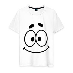 Мужская футболка хлопок с принтом Смешная рожица в Курске, 100% хлопок | прямой крой, круглый вырез горловины, длина до линии бедер, слегка спущенное плечо. | smile | глаза | рожица | смайл | смайлик