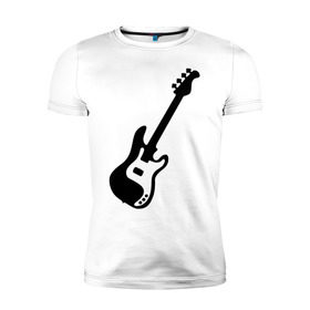 Мужская футболка премиум с принтом Гитара в Курске, 92% хлопок, 8% лайкра | приталенный силуэт, круглый вырез ворота, длина до линии бедра, короткий рукав | gitar | music | бас | музыка | музыкальные инструменты | электрогитара