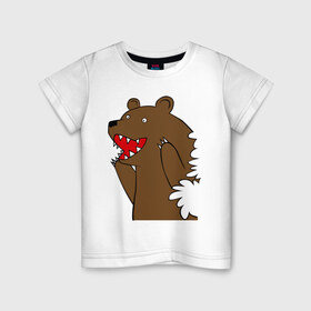 Детская футболка хлопок с принтом Медведь цензурный в Курске, 100% хлопок | круглый вырез горловины, полуприлегающий силуэт, длина до линии бедер | Тематика изображения на принте: интернет приколы | медведь | медведь в кустах | приколы