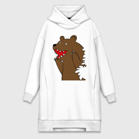 Платье-худи хлопок с принтом Медведь цензурный в Курске,  |  | интернет приколы | медведь | медведь в кустах | приколы