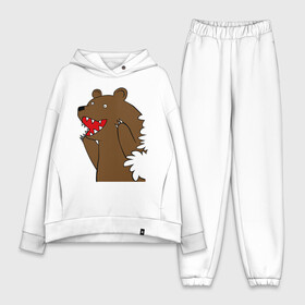 Женский костюм хлопок Oversize с принтом Медведь цензурный в Курске,  |  | Тематика изображения на принте: интернет приколы | медведь | медведь в кустах | приколы