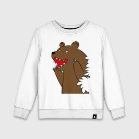 Детский свитшот хлопок с принтом Медведь цензурный в Курске, 100% хлопок | круглый вырез горловины, эластичные манжеты, пояс и воротник | Тематика изображения на принте: интернет приколы | медведь | медведь в кустах | приколы