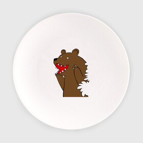 Тарелка с принтом Медведь цензурный в Курске, фарфор | диаметр - 210 мм
диаметр для нанесения принта - 120 мм | Тематика изображения на принте: интернет приколы | медведь | медведь в кустах | приколы