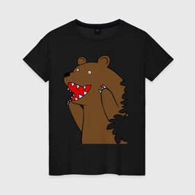 Женская футболка хлопок с принтом Медведь цензурный в Курске, 100% хлопок | прямой крой, круглый вырез горловины, длина до линии бедер, слегка спущенное плечо | Тематика изображения на принте: интернет приколы | медведь | медведь в кустах | приколы