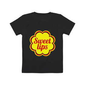 Детская футболка хлопок с принтом Sweet lips в Курске, 100% хлопок | круглый вырез горловины, полуприлегающий силуэт, длина до линии бедер | chupa chups | sweet lips | антибренд | сладкие губы | чупа чупс