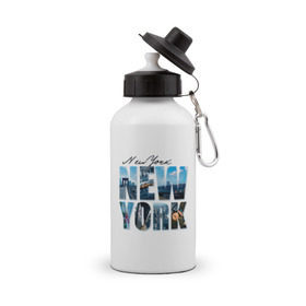 Бутылка спортивная с принтом Надпись NY в Курске, металл | емкость — 500 мл, в комплекте две пластиковые крышки и карабин для крепления | Тематика изображения на принте: new york | ny | nyc | urban | город | города | нью йорк | урбан