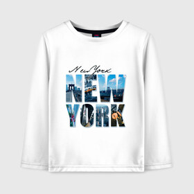 Детский лонгслив хлопок с принтом Надпись NY в Курске, 100% хлопок | круглый вырез горловины, полуприлегающий силуэт, длина до линии бедер | new york | ny | nyc | urban | город | города | нью йорк | урбан