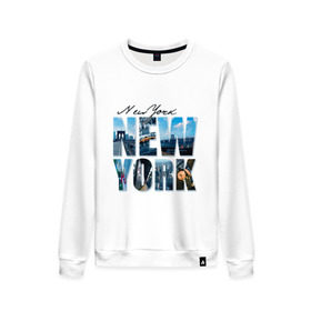 Женский свитшот хлопок с принтом Надпись NY в Курске, 100% хлопок | прямой крой, круглый вырез, на манжетах и по низу широкая трикотажная резинка  | new york | ny | nyc | urban | город | города | нью йорк | урбан