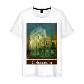 Мужская футболка хлопок с принтом Колизей в Курске, 100% хлопок | прямой крой, круглый вырез горловины, длина до линии бедер, слегка спущенное плечо. | rome | urban | город | города | достопримечательности | колизей | рим | урбан