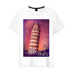 Мужская футболка хлопок с принтом Италия. Пизанская башня в Курске, 100% хлопок | прямой крой, круглый вырез горловины, длина до линии бедер, слегка спущенное плечо. | pisa | urban | город | города | достопримечательности | пиза | пизанская башня | урбан