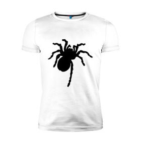 Мужская футболка премиум с принтом Паук (spider) в Курске, 92% хлопок, 8% лайкра | приталенный силуэт, круглый вырез ворота, длина до линии бедра, короткий рукав | Тематика изображения на принте: насекомые | паутина | паучок | черная вдова | черный паук