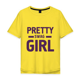 Мужская футболка хлопок Oversize с принтом Pretty swag girl в Курске, 100% хлопок | свободный крой, круглый ворот, “спинка” длиннее передней части | девушка | девчонка | сваг | свэг