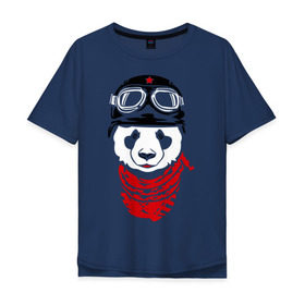 Мужская футболка хлопок Oversize с принтом Панда байкер в Курске, 100% хлопок | свободный крой, круглый ворот, “спинка” длиннее передней части | panda | медведь | медвежонок | мишка | мотоциклист | шлем