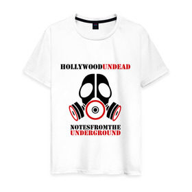 Мужская футболка хлопок с принтом Hollywood undead, notes from the underground в Курске, 100% хлопок | прямой крой, круглый вырез горловины, длина до линии бедер, слегка спущенное плечо. | хип хоп