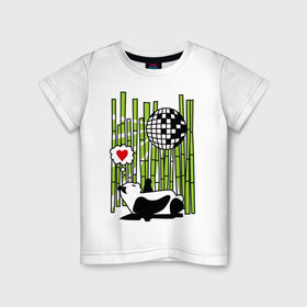 Детская футболка хлопок с принтом Disco love panda в Курске, 100% хлопок | круглый вырез горловины, полуприлегающий силуэт, длина до линии бедер | Тематика изображения на принте: панда