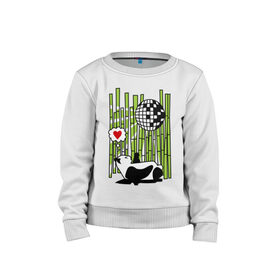 Детский свитшот хлопок с принтом Disco love panda в Курске, 100% хлопок | круглый вырез горловины, эластичные манжеты, пояс и воротник | Тематика изображения на принте: панда