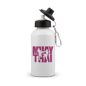 Бутылка спортивная с принтом Muay thai в Курске, металл | емкость — 500 мл, в комплекте две пластиковые крышки и карабин для крепления | муай тай