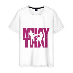 Мужская футболка хлопок с принтом Muay thai в Курске, 100% хлопок | прямой крой, круглый вырез горловины, длина до линии бедер, слегка спущенное плечо. | муай тай