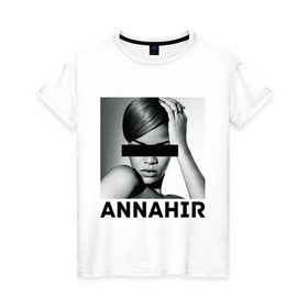 Женская футболка хлопок с принтом Rihanna в Курске, 100% хлопок | прямой крой, круглый вырез горловины, длина до линии бедер, слегка спущенное плечо | актирса | голливуд rihanna | звезды | знаменитости | певица | рианна