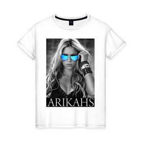 Женская футболка хлопок с принтом Arikahs в Курске, 100% хлопок | прямой крой, круглый вырез горловины, длина до линии бедер, слегка спущенное плечо | shakira | актирса | голливуд | звезды | знаменитости | певица | шакира