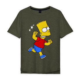 Мужская футболка хлопок Oversize с принтом Барт бой без правил в Курске, 100% хлопок | свободный крой, круглый ворот, “спинка” длиннее передней части | bart simpson | simpsons | барт симпсон | драка | симпсоны