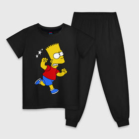 Детская пижама хлопок с принтом Барт бой без правил в Курске, 100% хлопок |  брюки и футболка прямого кроя, без карманов, на брюках мягкая резинка на поясе и по низу штанин
 | bart simpson | simpsons | барт симпсон | драка | симпсоны