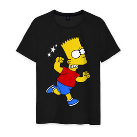 Мужская футболка хлопок с принтом Барт бой без правил в Курске, 100% хлопок | прямой крой, круглый вырез горловины, длина до линии бедер, слегка спущенное плечо. | bart simpson | simpsons | барт симпсон | драка | симпсоны