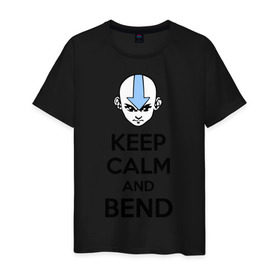 Мужская футболка хлопок с принтом Keep calm and bend в Курске, 100% хлопок | прямой крой, круглый вырез горловины, длина до линии бедер, слегка спущенное плечо. | 