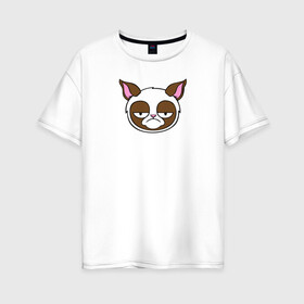 Женская футболка хлопок Oversize с принтом Stay grumpy and hate everything в Курске, 100% хлопок | свободный крой, круглый ворот, спущенный рукав, длина до линии бедер
 | грустный кот | интернет приколы | кот мем | котенок | котик | кошка | хмурый кот