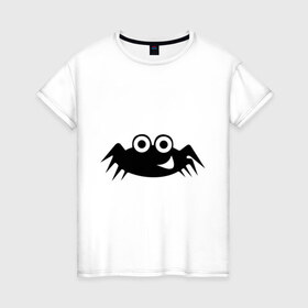 Женская футболка хлопок с принтом Весёлый паучок в Курске, 100% хлопок | прямой крой, круглый вырез горловины, длина до линии бедер, слегка спущенное плечо | насекомые | паук
