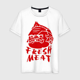 Мужская футболка хлопок с принтом Fresh meat (Свежее мясо) в Курске, 100% хлопок | прямой крой, круглый вырез горловины, длина до линии бедер, слегка спущенное плечо. | Тематика изображения на принте: dota | dota 2 | дота | дота 2 | игры