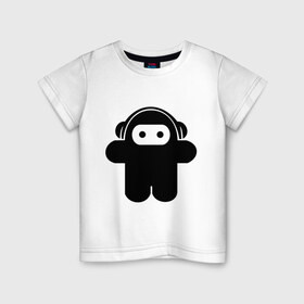 Детская футболка хлопок с принтом Музыкальный человечек. в Курске, 100% хлопок | круглый вырез горловины, полуприлегающий силуэт, длина до линии бедер | музыка | наушники | слушать музыку | чудик