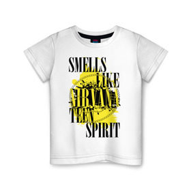 Детская футболка хлопок с принтом Smells like teen spirit в Курске, 100% хлопок | круглый вырез горловины, полуприлегающий силуэт, длина до линии бедер | smells like teen spirit | музыка | музыкальные группы | нирвана