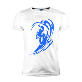 Мужская футболка премиум с принтом Серфинг (surfing) в Курске, 92% хлопок, 8% лайкра | приталенный силуэт, круглый вырез ворота, длина до линии бедра, короткий рукав | серф | серфер | серфинг | экстремальный | экстрим