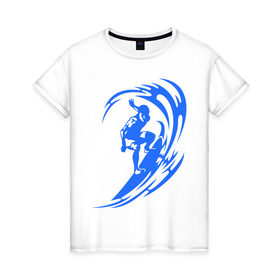 Женская футболка хлопок с принтом Серфинг (surfing) в Курске, 100% хлопок | прямой крой, круглый вырез горловины, длина до линии бедер, слегка спущенное плечо | серф | серфер | серфинг | экстремальный | экстрим