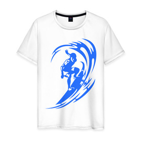 Мужская футболка хлопок с принтом Серфинг (surfing) в Курске, 100% хлопок | прямой крой, круглый вырез горловины, длина до линии бедер, слегка спущенное плечо. | серф | серфер | серфинг | экстремальный | экстрим